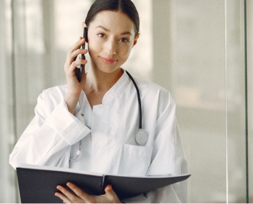 a doctor using a cellphone