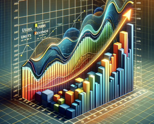 A colorful graph showcasing scalable service expansion. It features a rising curve, indicating growth over time. The x axis is labeled with time intervals, while the y axis displays metrics of expansion. The graph is dynamic, with bright colors distinguishing different service aspects against a background with subtle grid lines and a modern design.