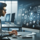 This photo realistic image features a cybersecurity expert in a modern office or data center, focusing intently on a computer screen. The screen displays various cybersecurity tools and interfaces, suggesting activities like data encryption and firewall management. The expert's professional demeanor reflects their expertise and the serious nature of their work in data protection. The setting is minimalistic, with an emphasis on the expert and their state-of-the-art equipment, underlining the critical role of cybersecurity in safeguarding sensitive information.